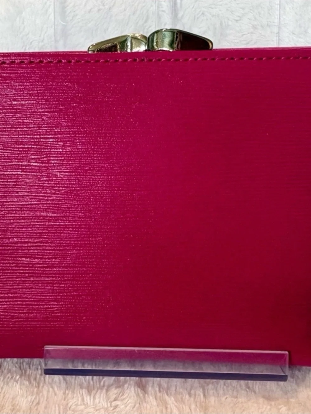 Balenciaga Hot Pink Leather Envelope Clutch with Gold Triangle Logo